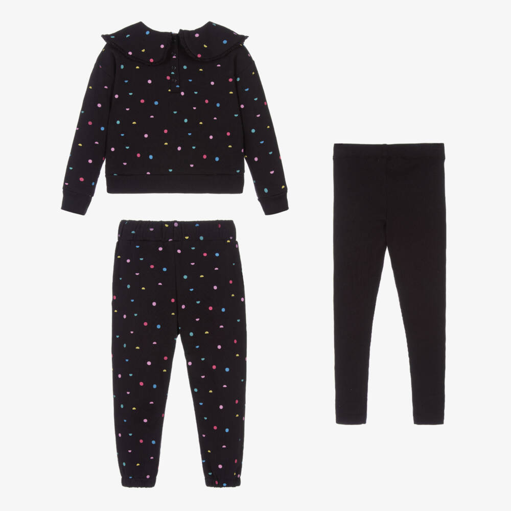 Joyday-Girls Black Jersey Tracksuit Ensemble | Childrensalon Outlet