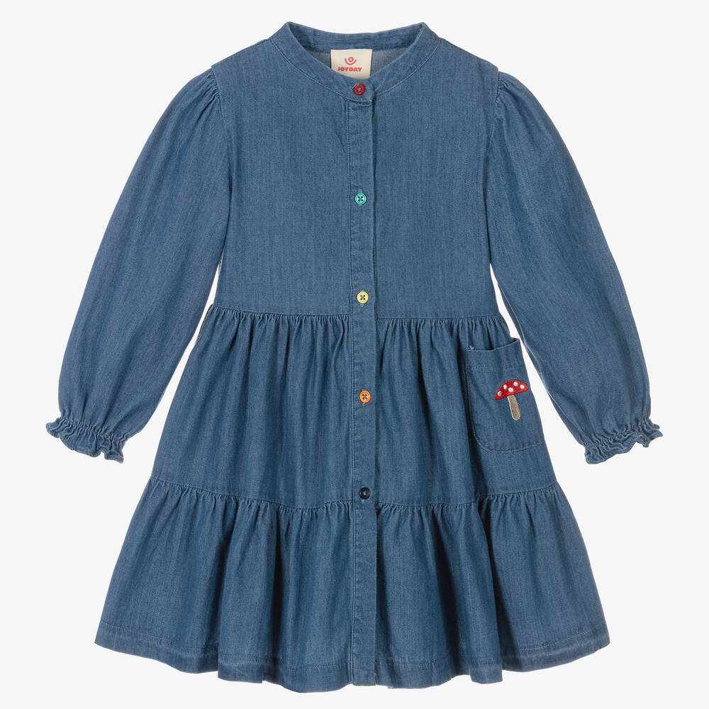 Joyday-فستان قطن شامبري لون أزرق | Childrensalon Outlet
