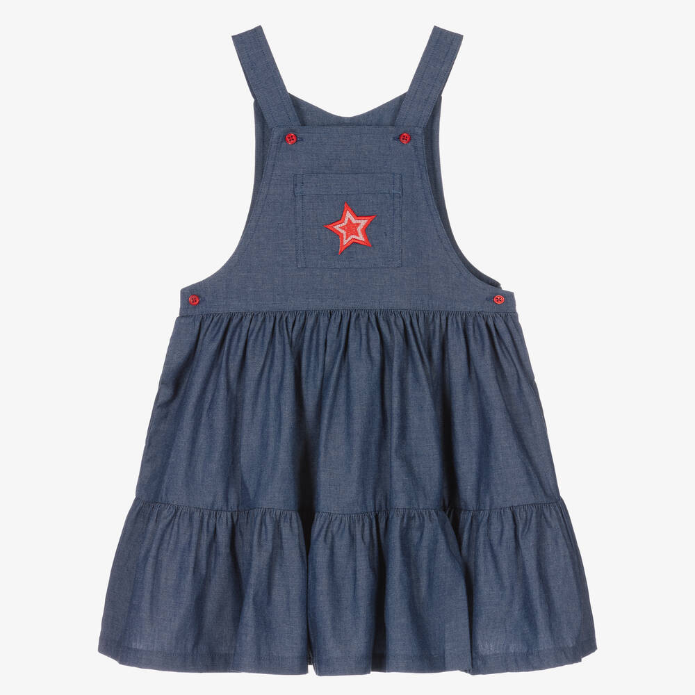 Joyday - Girls Blue Chambray Pinafore Dress | Childrensalon