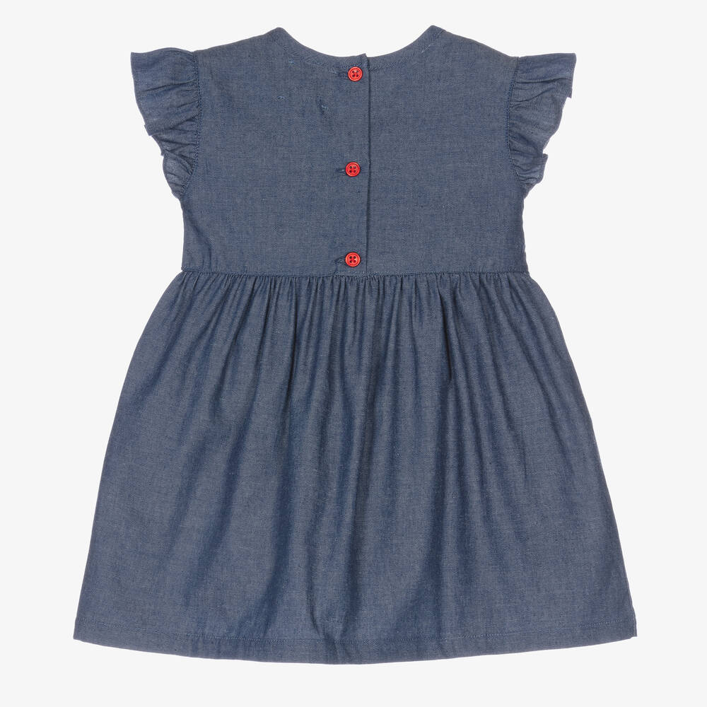جويداي-فستان أطفال بناتي قطن شامبري لون أزرق | Childrensalon Outlet