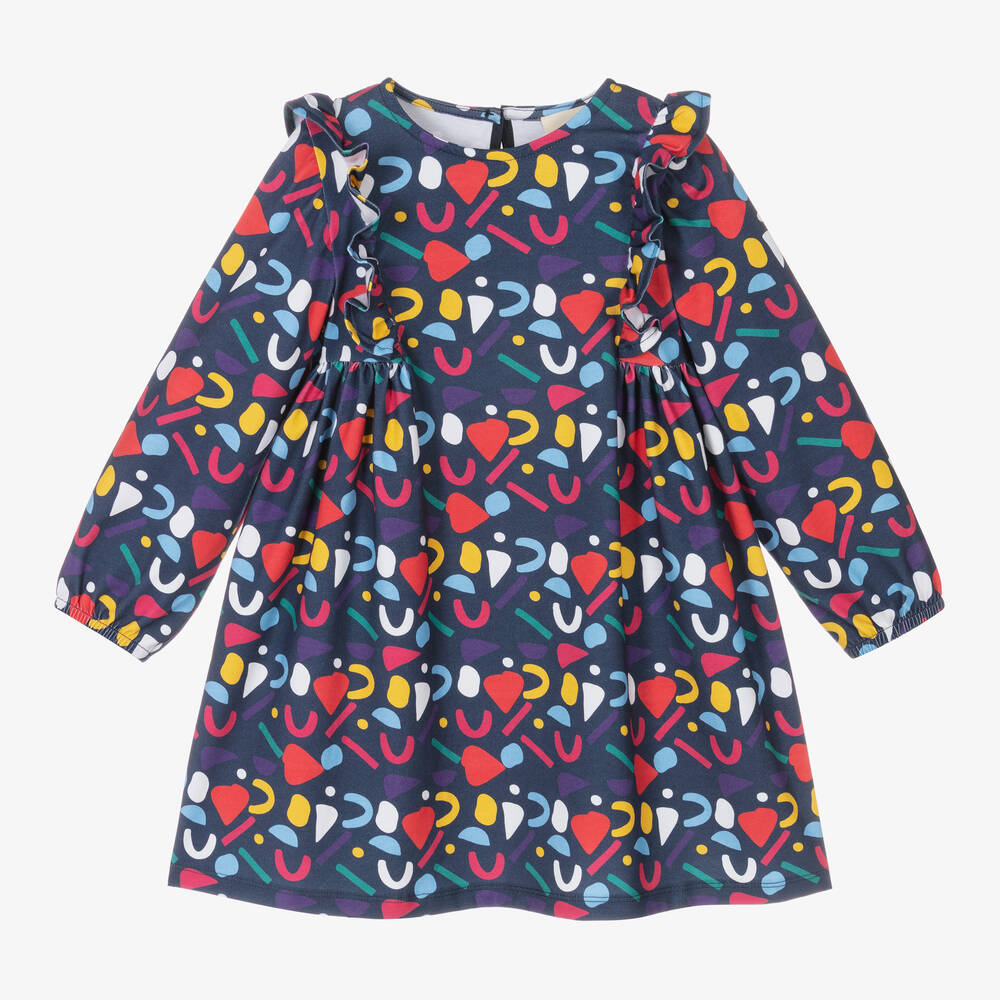 Joyday - Robe bleue en coton confetti fille | Childrensalon