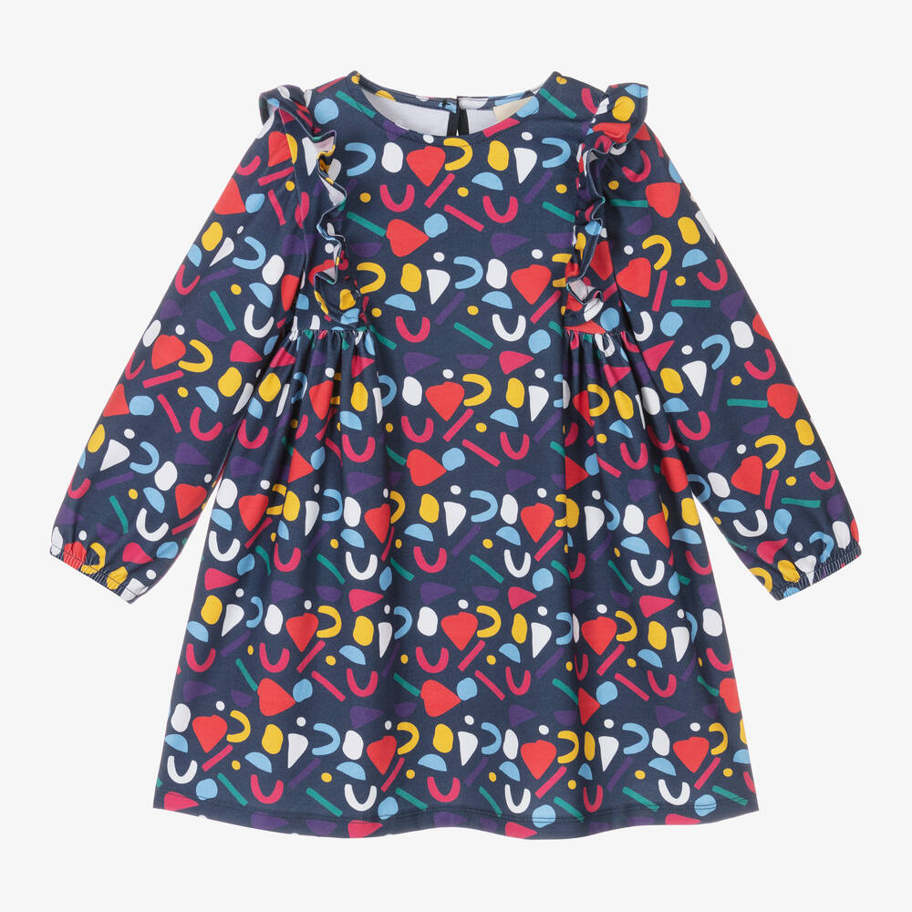 Joyday-Girls Blue Cotton Confetti Dress | Childrensalon Outlet