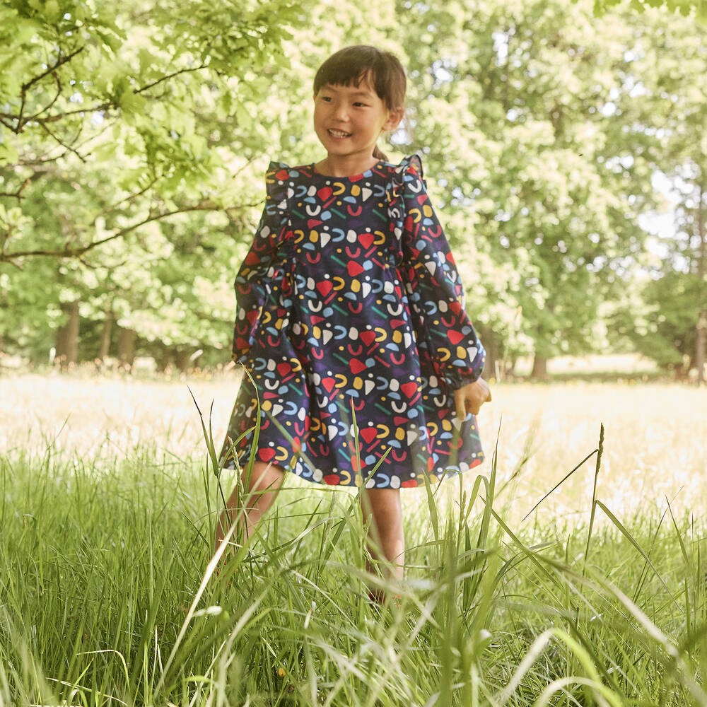 جويداي-فستان قطن جيرسي لون كحلي | Childrensalon Outlet