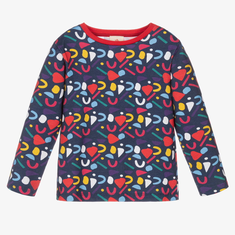 Joyday - Girls Blue Cotton Confetti Top | Childrensalon