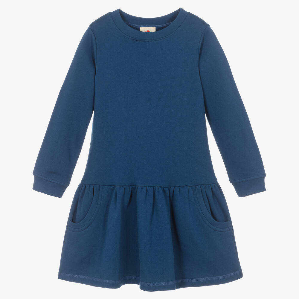 Joyday-Girls Blue Cotton Jersey Dress | Childrensalon Outlet