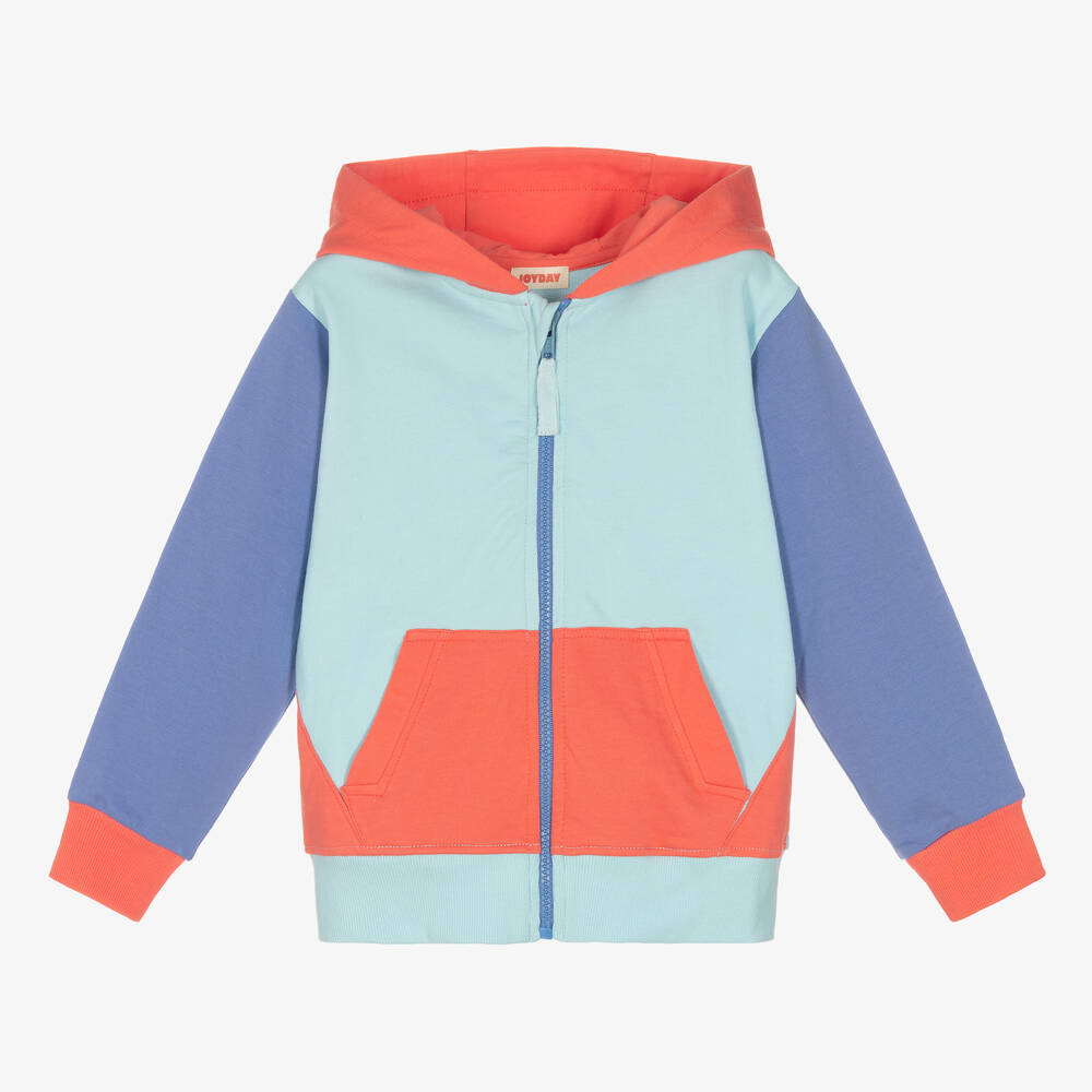 Joyday - Sweat à capuche zippé bleu en coton fille | Childrensalon