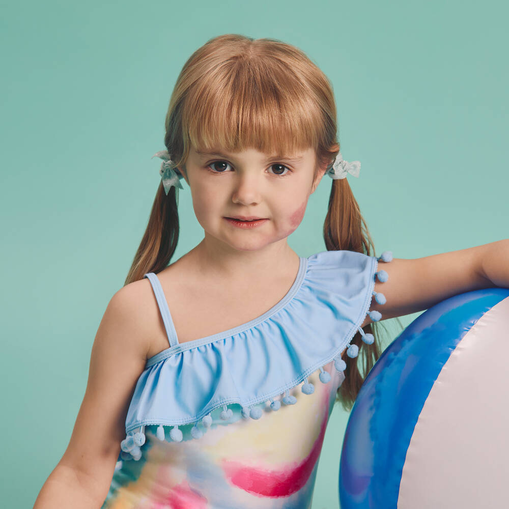 Joyday-مايوه أزرق بكتف واحد للبنات مع كشكشات | Childrensalon Outlet