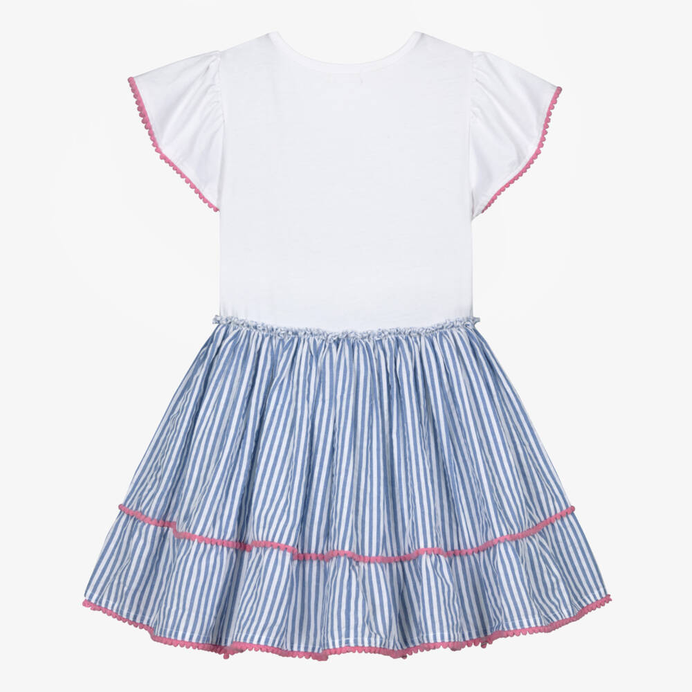 Joyday-فستان قطني مخطط أزرق للبنات | Childrensalon Outlet