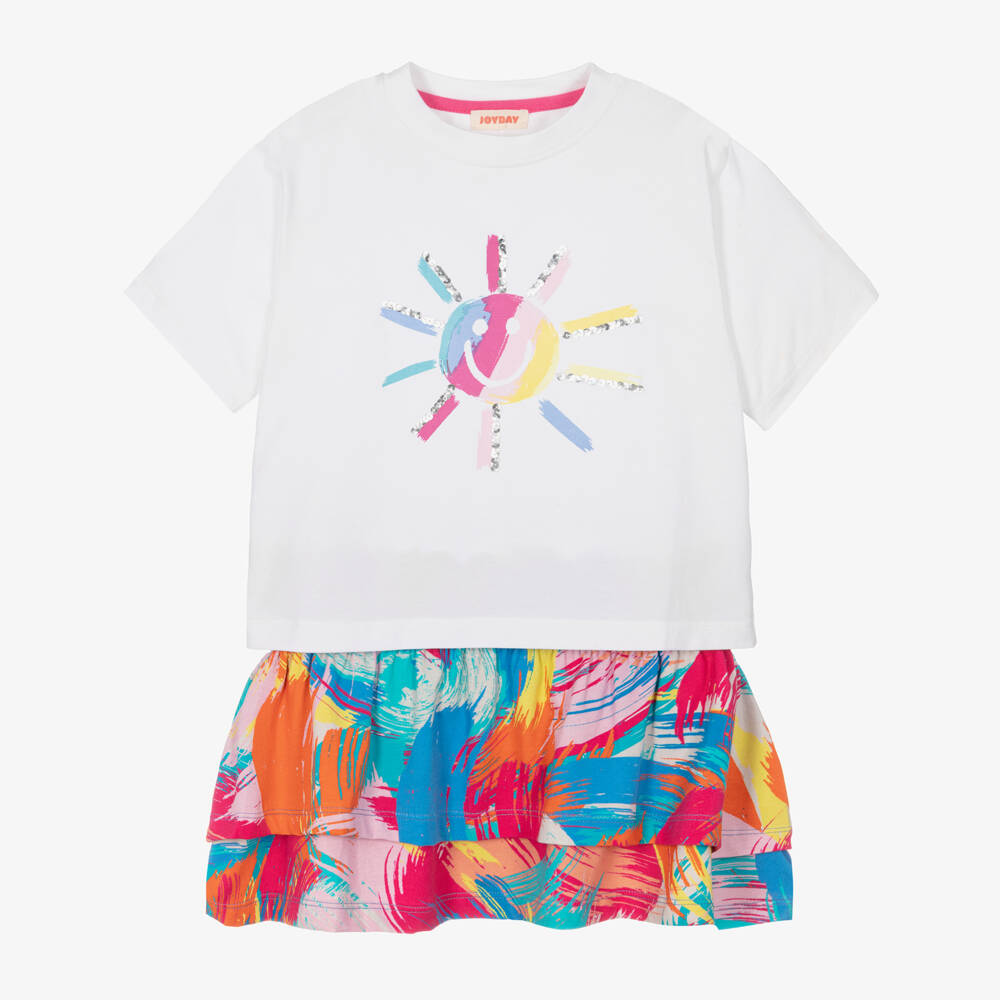 Joyday-Girls Blush Cotton Artful Skirt Ensemble | Childrensalon Outlet