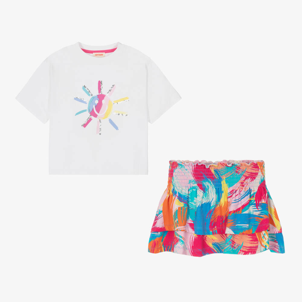 Joyday-Girls Blush Cotton Artful Skirt Ensemble | Childrensalon Outlet