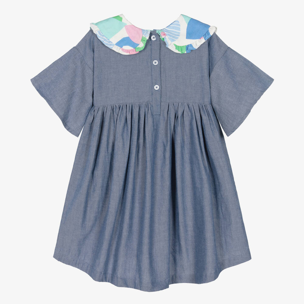 Joyday-فستان قطن شامبري لون أزرق | Childrensalon Outlet