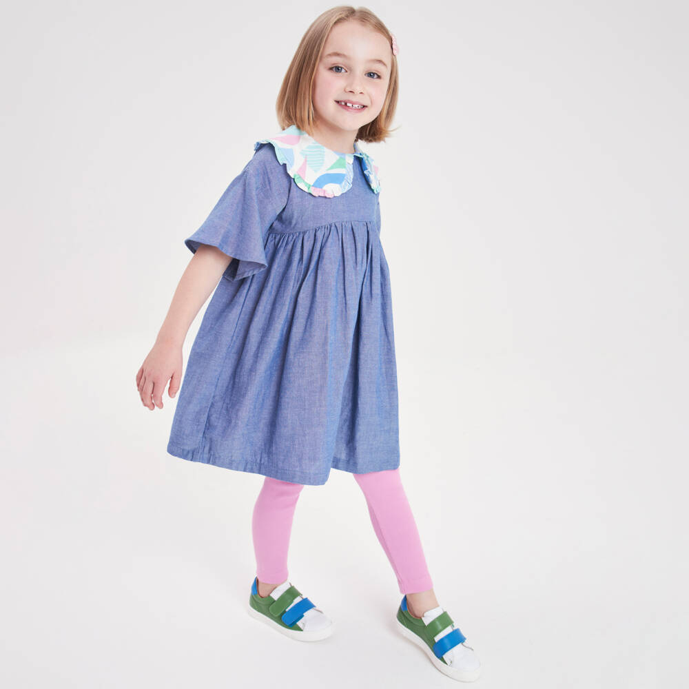 Joyday-فستان قطن شامبري لون أزرق | Childrensalon Outlet