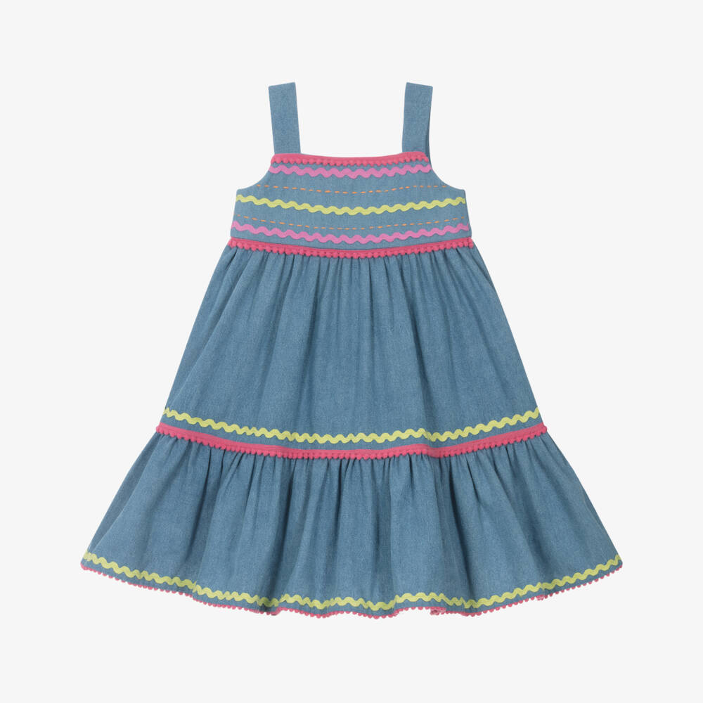 Joyday-Girls Chambray Ric Rac Dress | Childrensalon Outlet