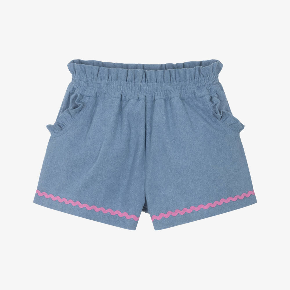 Joyday-Шорты из шамбре с розовой отделкой для девочек | Childrensalon Outlet
