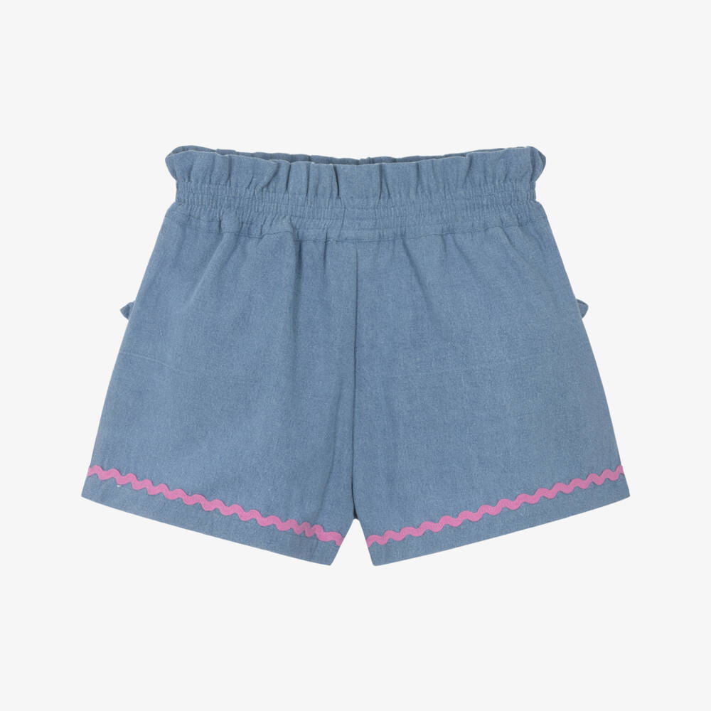 Joyday-Шорты из шамбре с розовой отделкой для девочек | Childrensalon Outlet