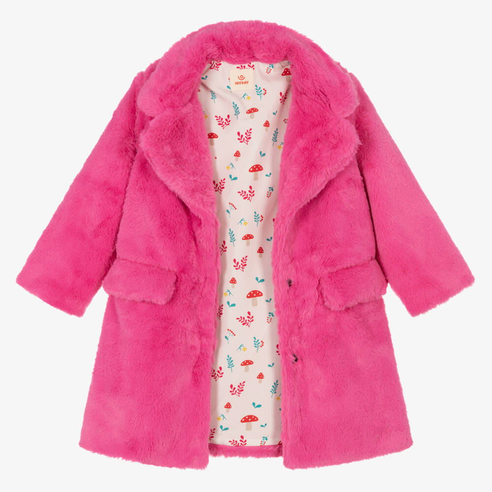 Joyday-Girls Cozy Pink Faux Fur Coat | Childrensalon Outlet