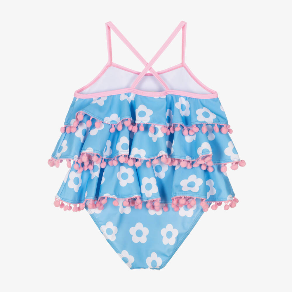Joyday-مايوه أزرق مزين بكشكش وزهور للبنات | Childrensalon Outlet