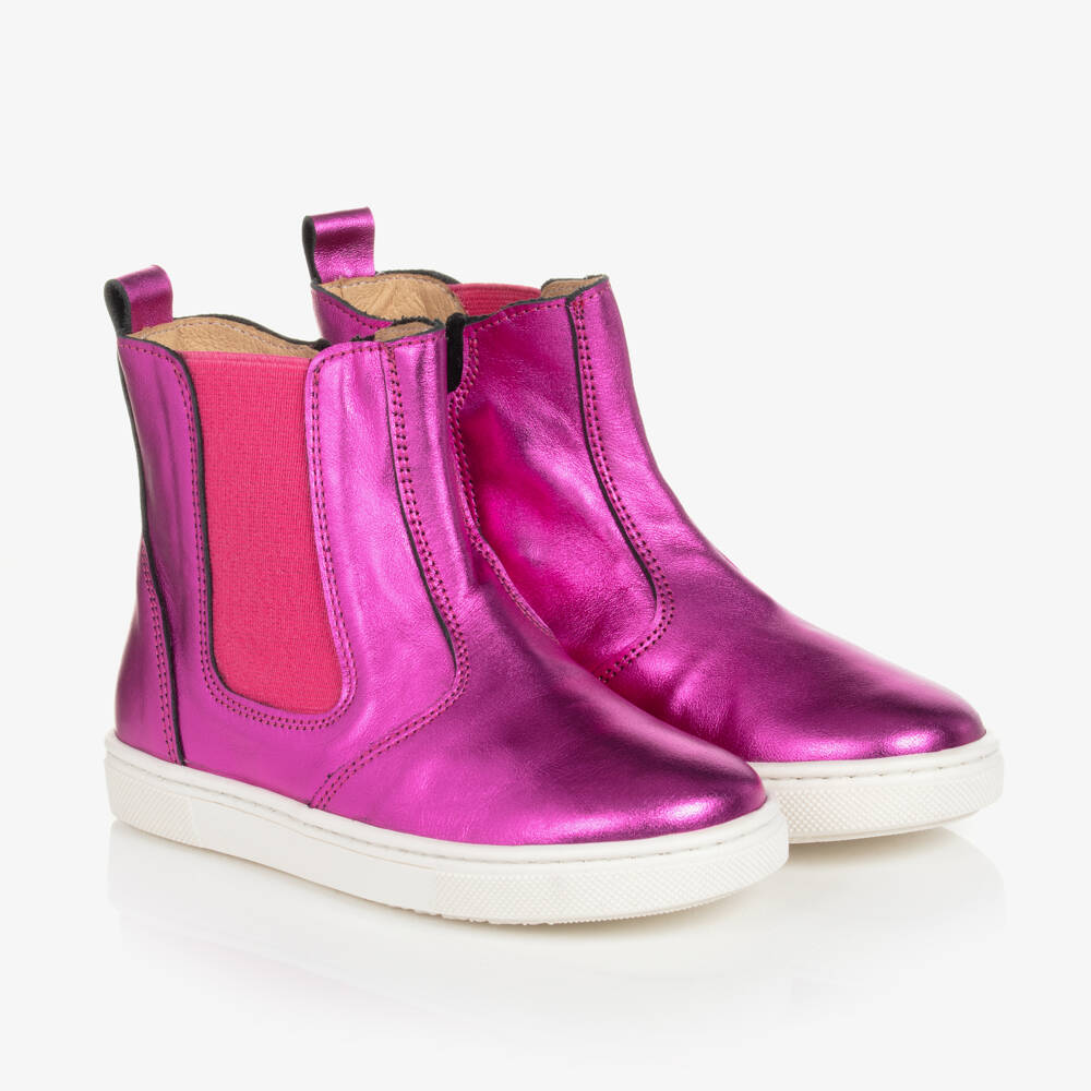 Joyday-Girls Fuchsia Leather Booties | Childrensalon Outlet