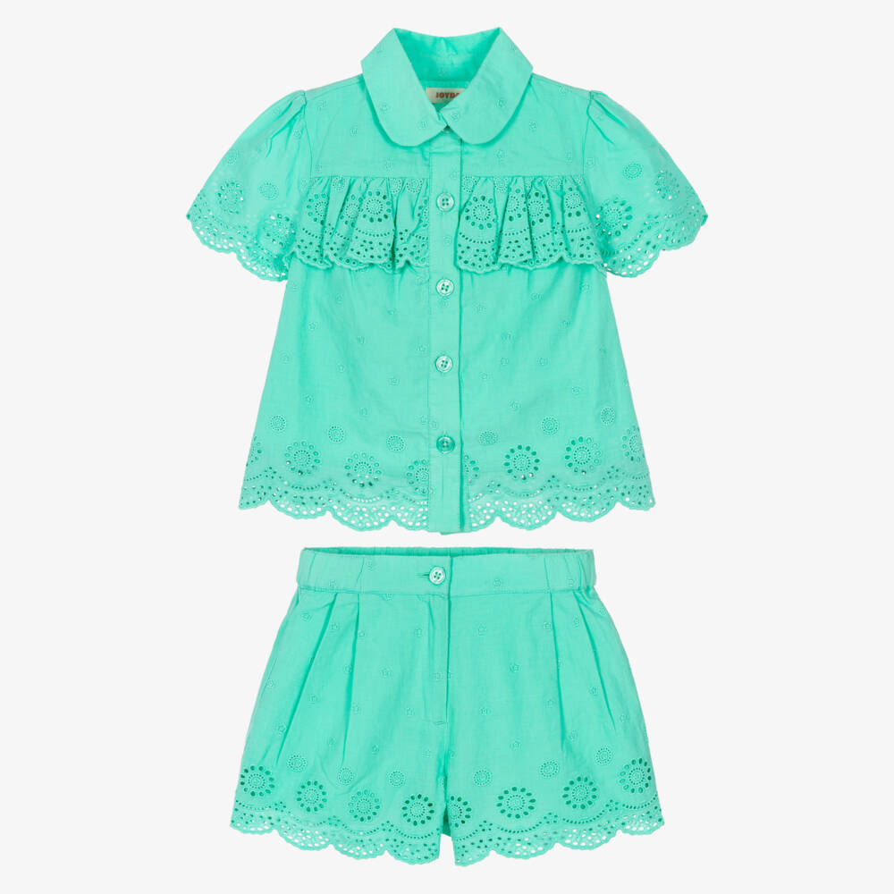 Joyday-Girls Green Eyelet Outfit Set | Childrensalon Outlet