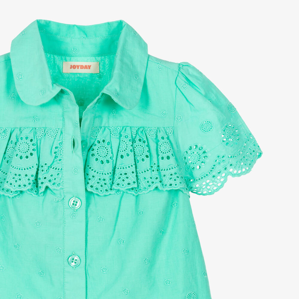 Joyday-Girls Green Eyelet Outfit Set | Childrensalon Outlet