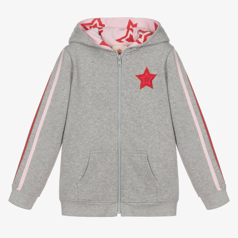 Joyday - Girls Grey Cotton Zip-Up Top | Childrensalon