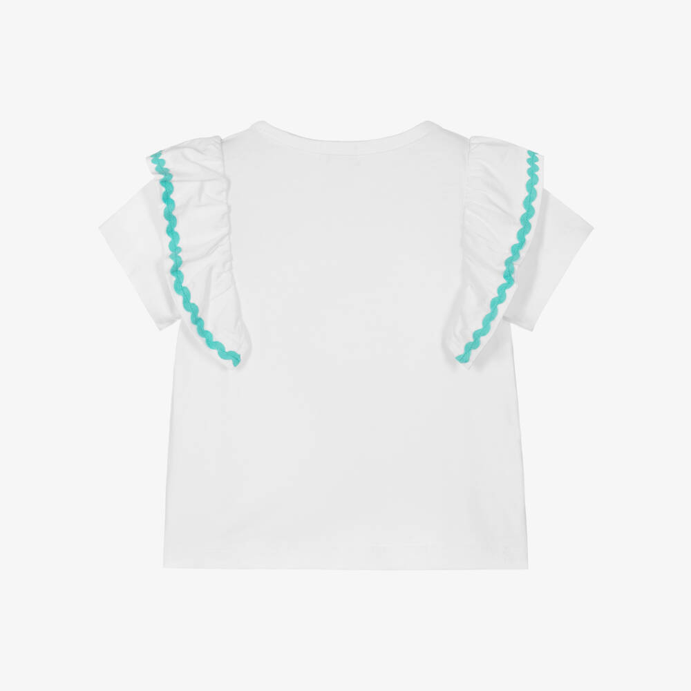 Joyday-Girls Ivory Cotton Embroidered Flower T-Shirt | Childrensalon Outlet