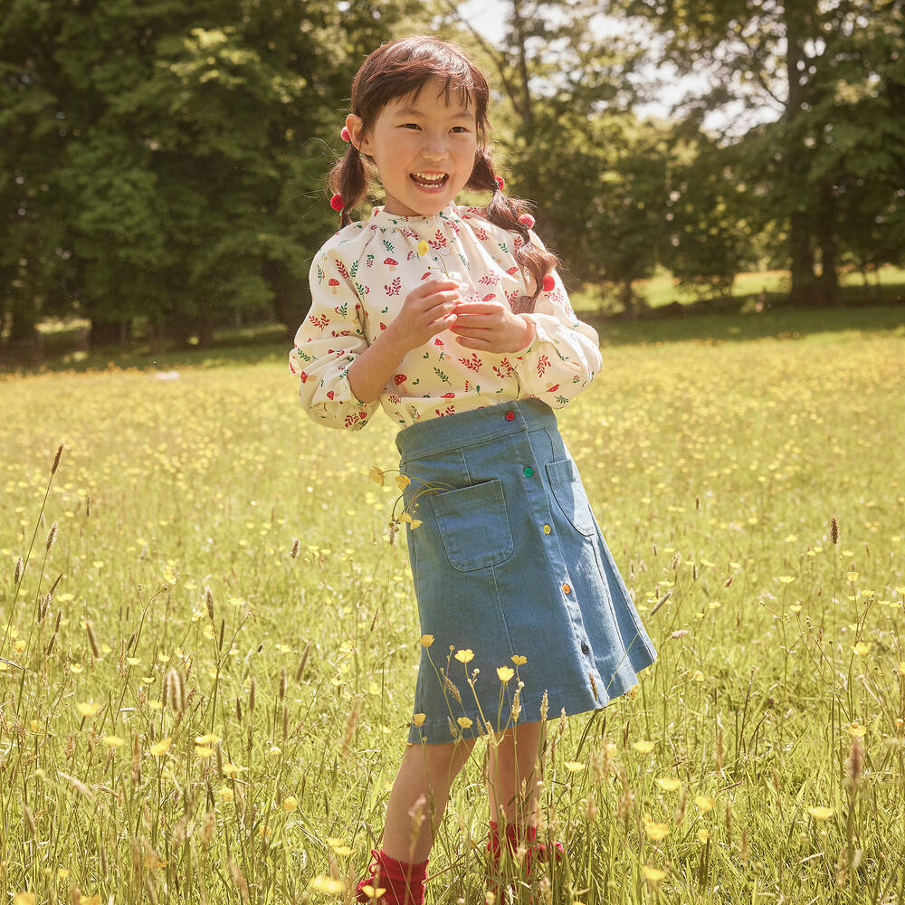 Joyday-بلوز قطن تويل لون عاجي للبنات | Childrensalon Outlet
