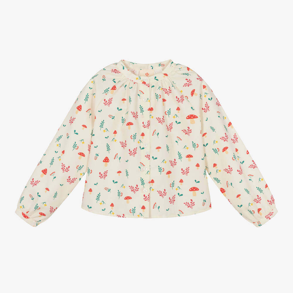 Joyday - Girls Ivory Cotton Woodland Blouse | Childrensalon