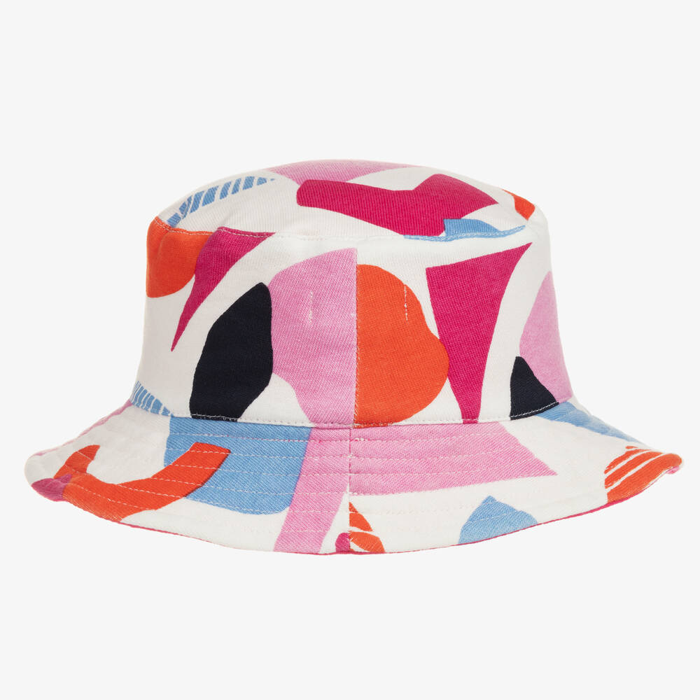 Joyday-Girls Ivory & Pink Cotton Bucket Hat | Childrensalon Outlet