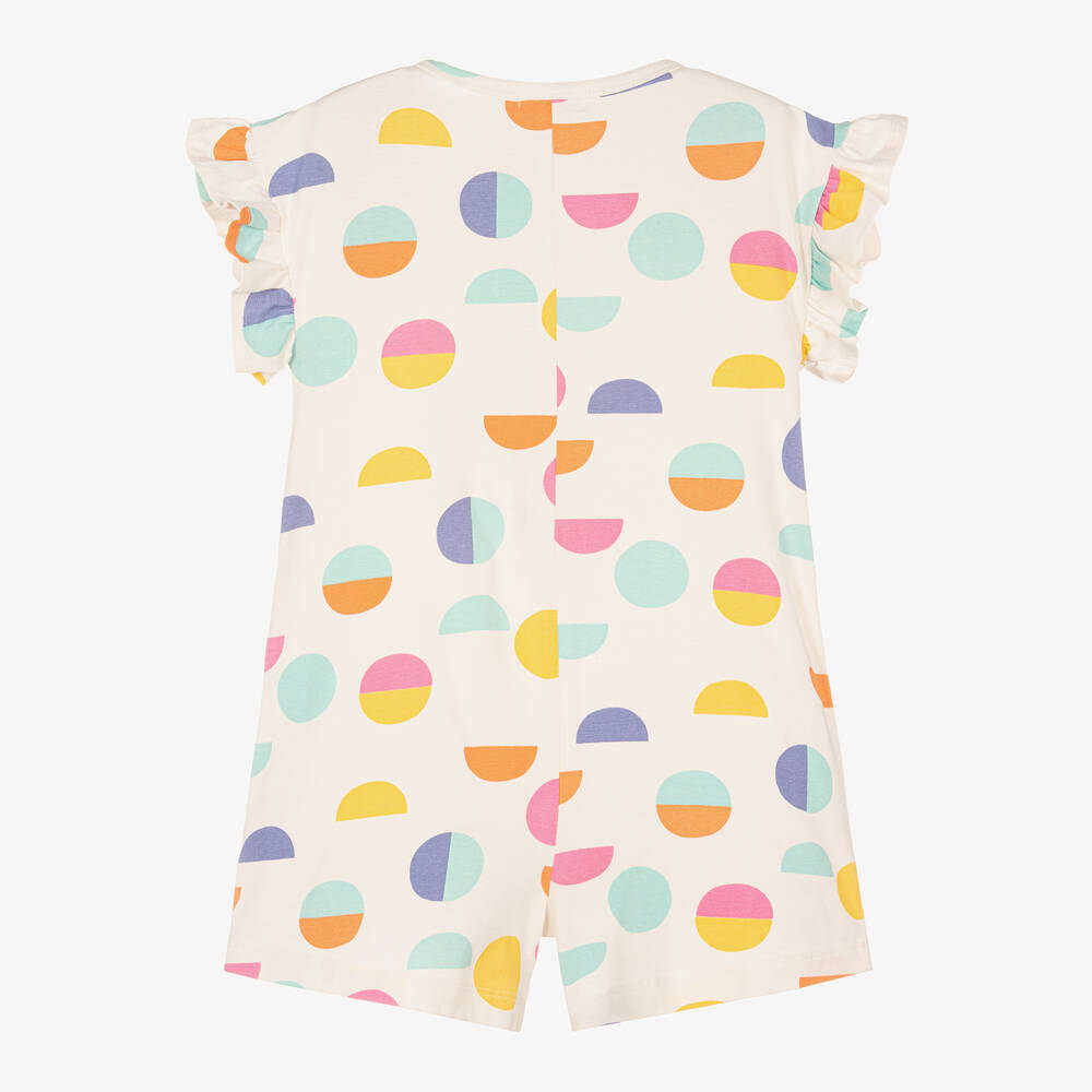 Joyday-Girls Ivory & Pink Cotton Circles Playsuit | Childrensalon Outlet