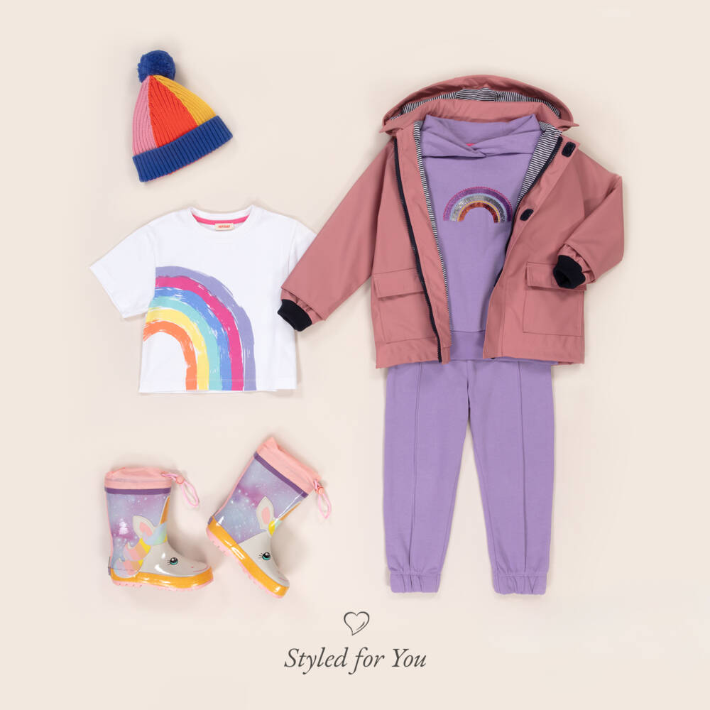 Joyday-طقم هودي قوس قزح ليلكي مزين بالترتر للبنات | Childrensalon Outlet