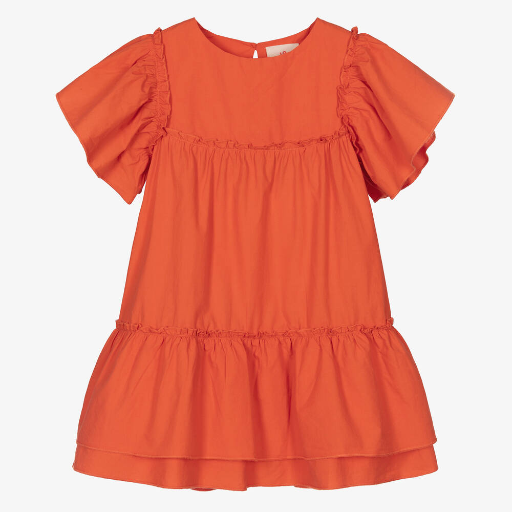 Joyday - Robe orange en coton pour fille | Childrensalon
