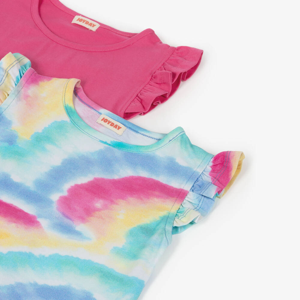 Joyday-Girls Pink & Blue Cotton T-Shirts (2 Pack) | Childrensalon Outlet