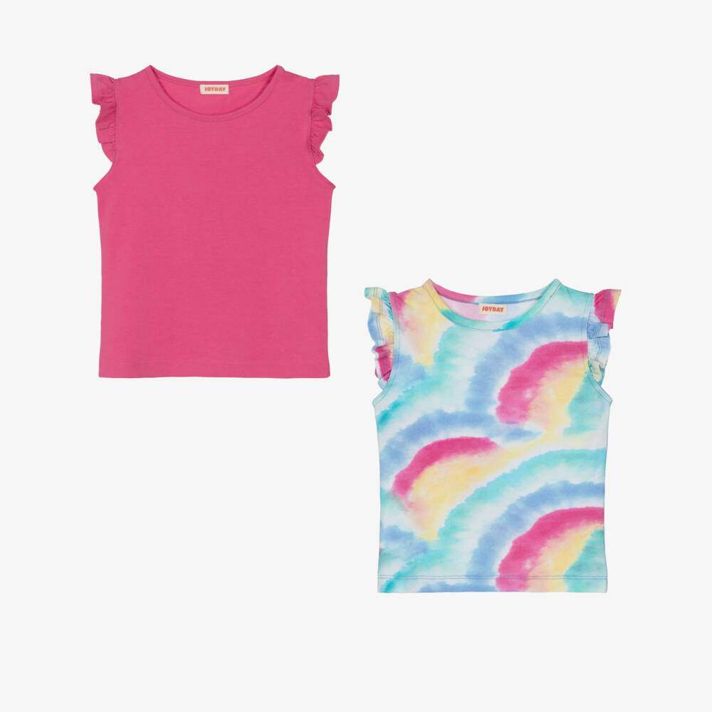 Joyday-Girls Pink & Blue Cotton T-Shirts (2 Pack) | Childrensalon Outlet
