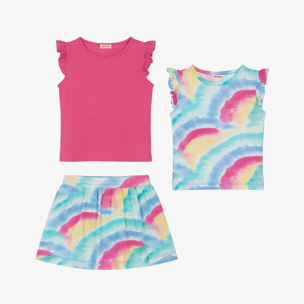 Joyday-Набор для девочек с розовой и синей юбкой-шортами Радуга | Childrensalon Outlet