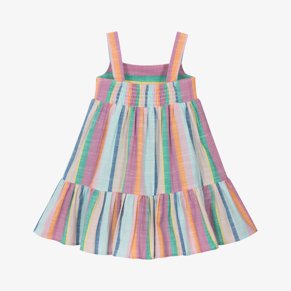 Joyday-Girls Pink & Blue Striped Cotton Dress | Childrensalon Outlet