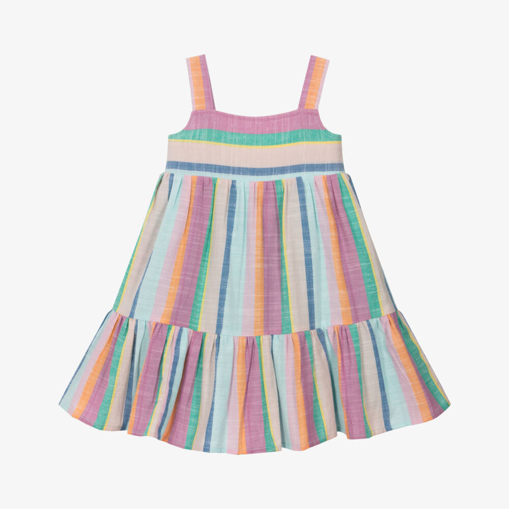 Joyday-Girls Pink & Blue Striped Cotton Dress | Childrensalon Outlet