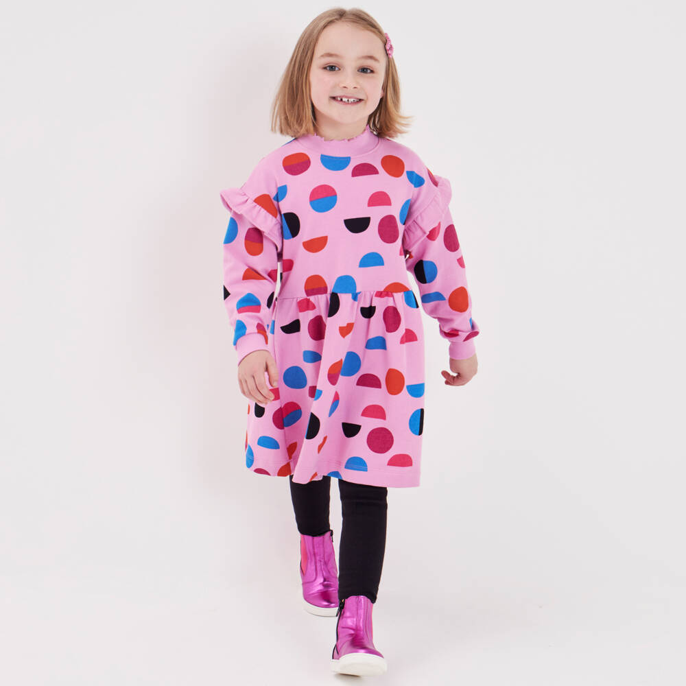 Joyday-Girls Pink Circle Pattern Dress | Childrensalon Outlet