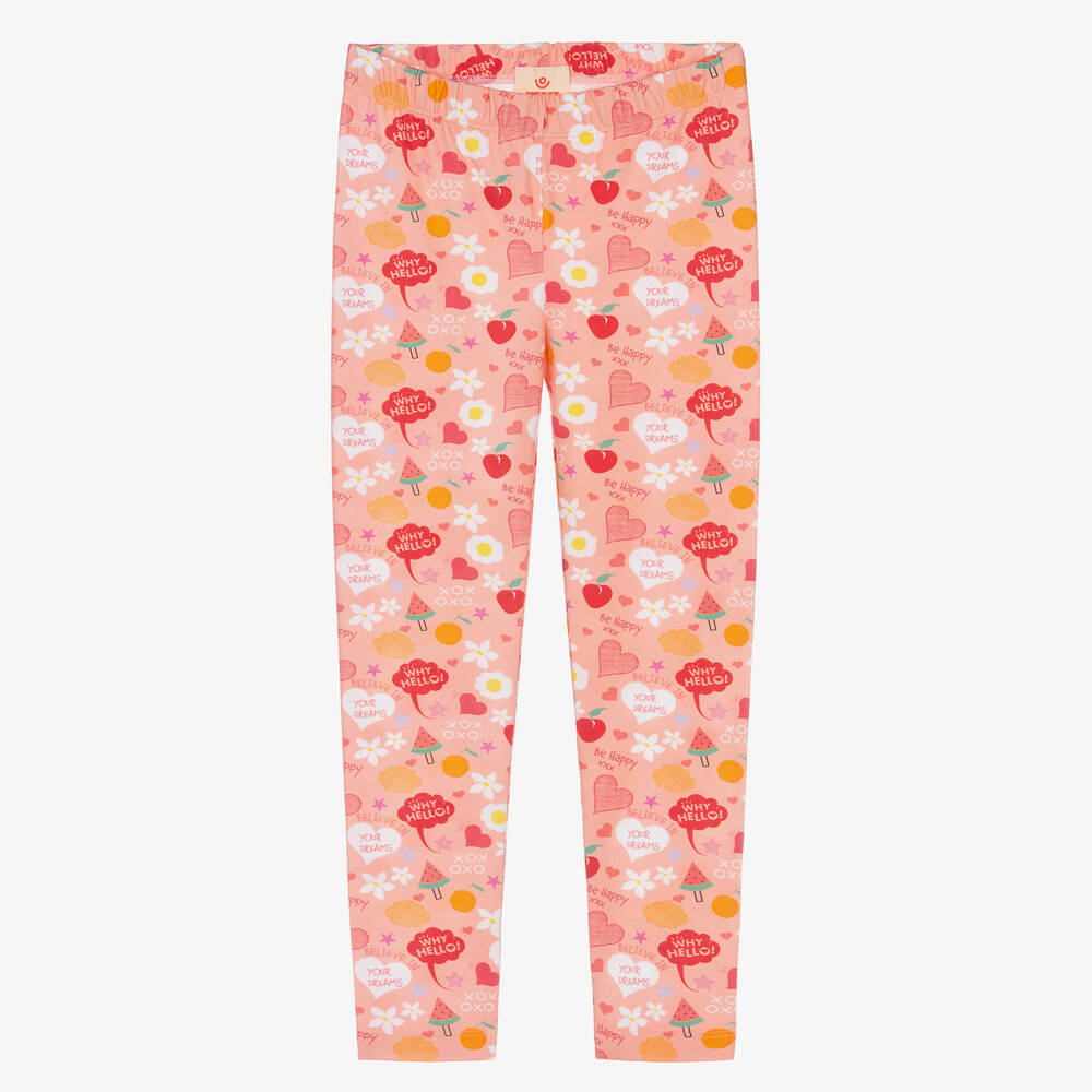Joyday-Girls Pink Cotton Doodle Leggings | Childrensalon Outlet