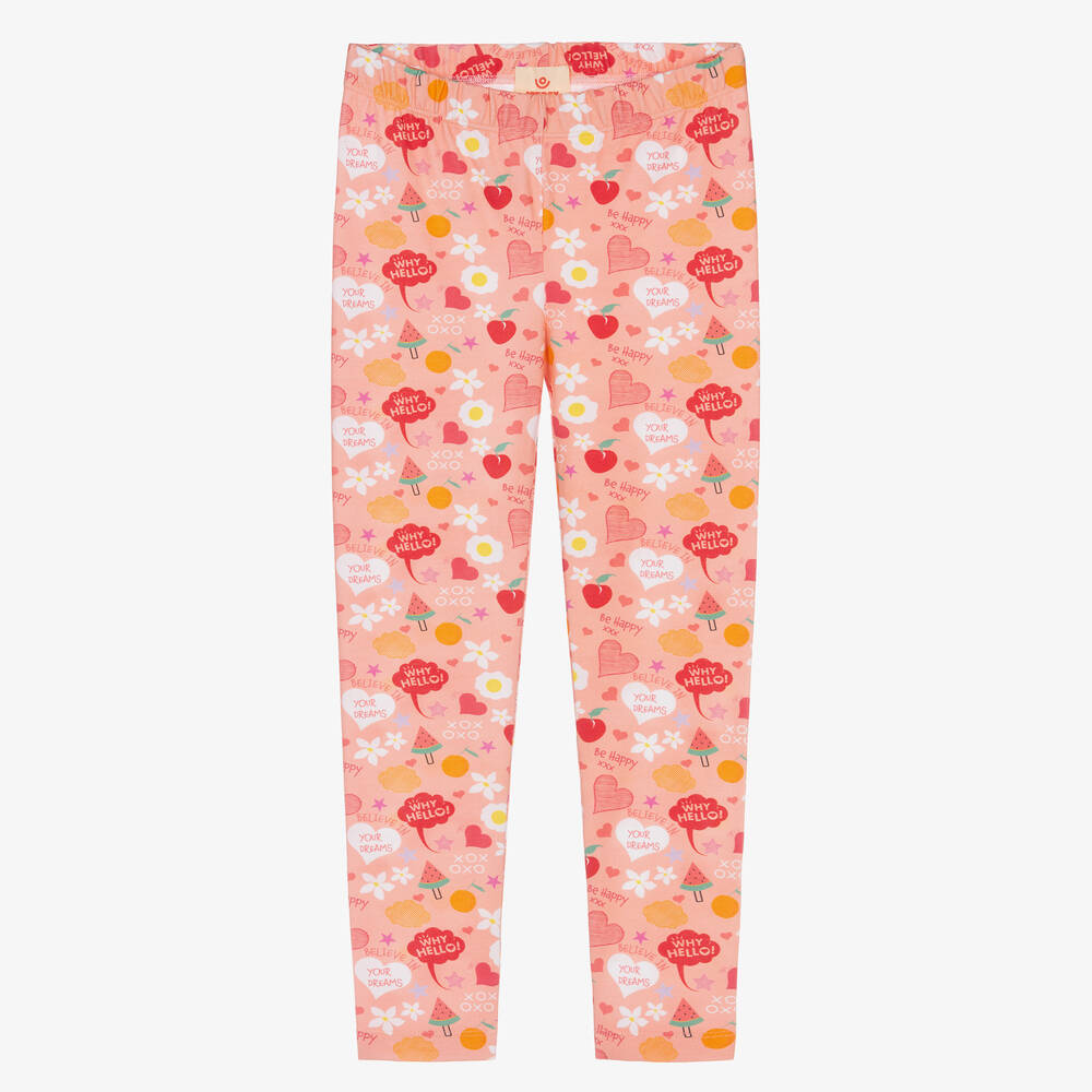 Joyday - Legging rose en coton imprimé doodle fille | Childrensalon