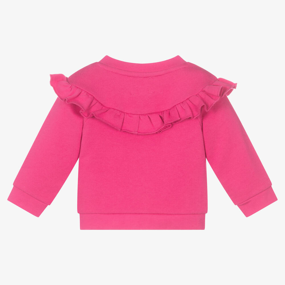 Joyday-Girls Pink Cotton Ruffle Cardigan | Childrensalon Outlet