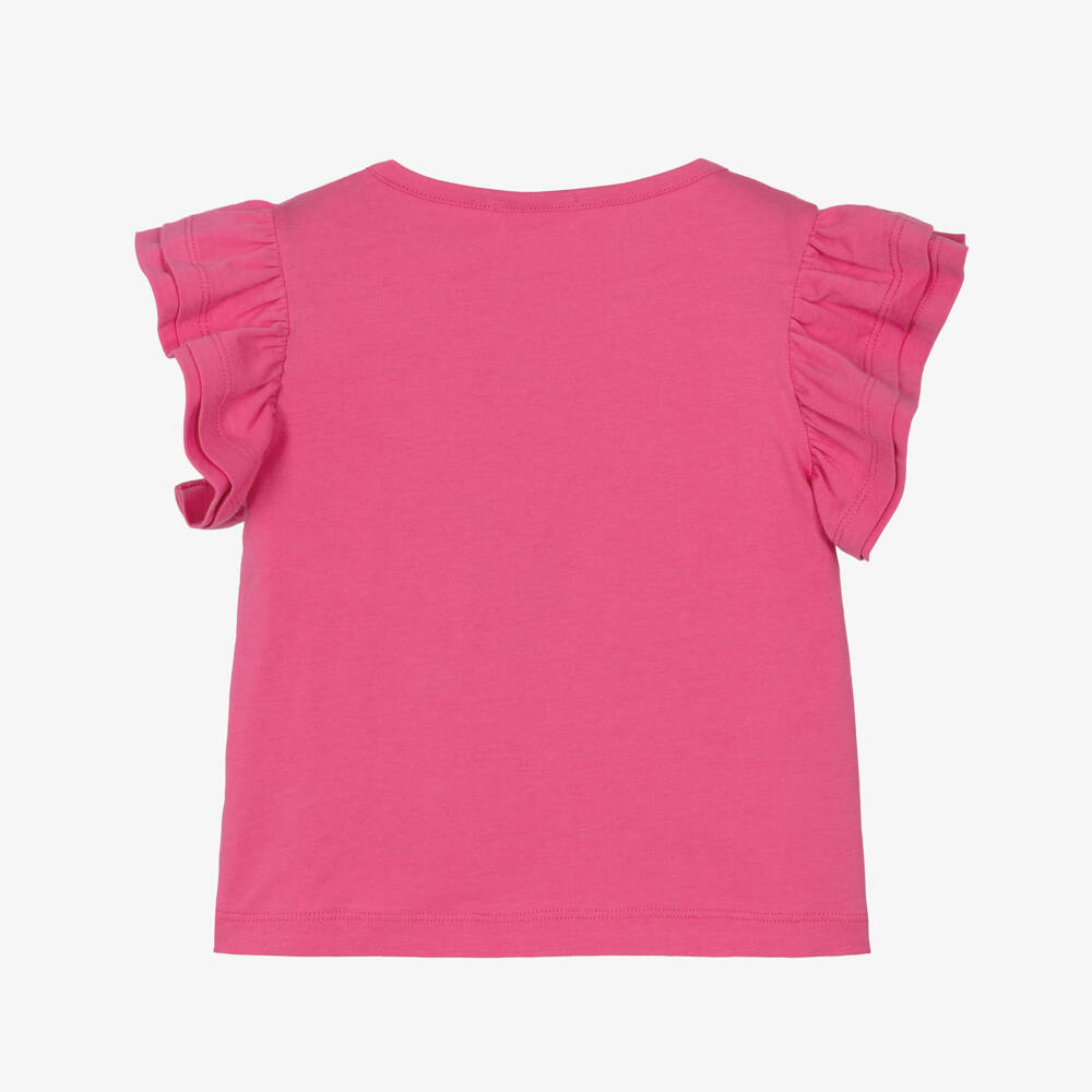 Joyday-Girls Pink Cotton Sequinned Seashell T-Shirt | Childrensalon Outlet
