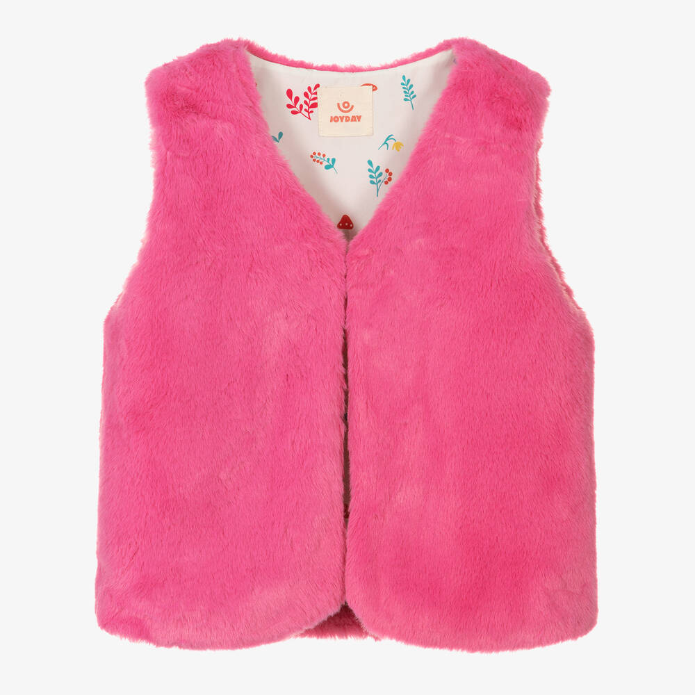 Joyday - Girls Pink Faux Fur Gilet | Childrensalon