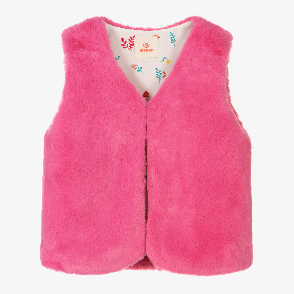 Joyday - Gilet rose fausse fourrure fille | Childrensalon