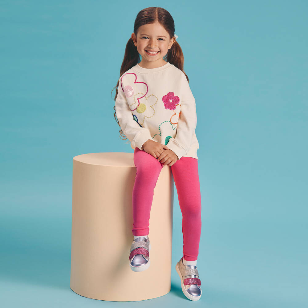 Joyday-Girls Pink Floral Cotton Leggings Set | Childrensalon Outlet