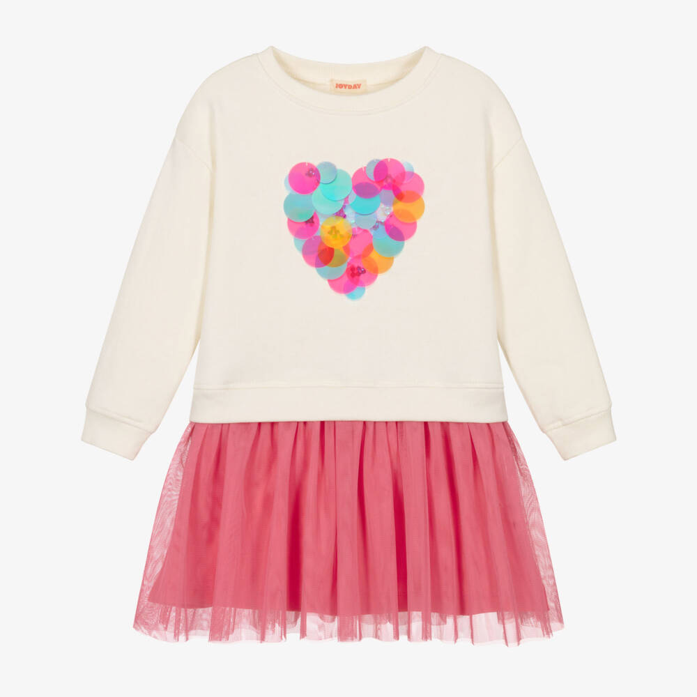 Joyday-Girls Pink & Ivory Jersey & Tulle Dress  | Childrensalon Outlet