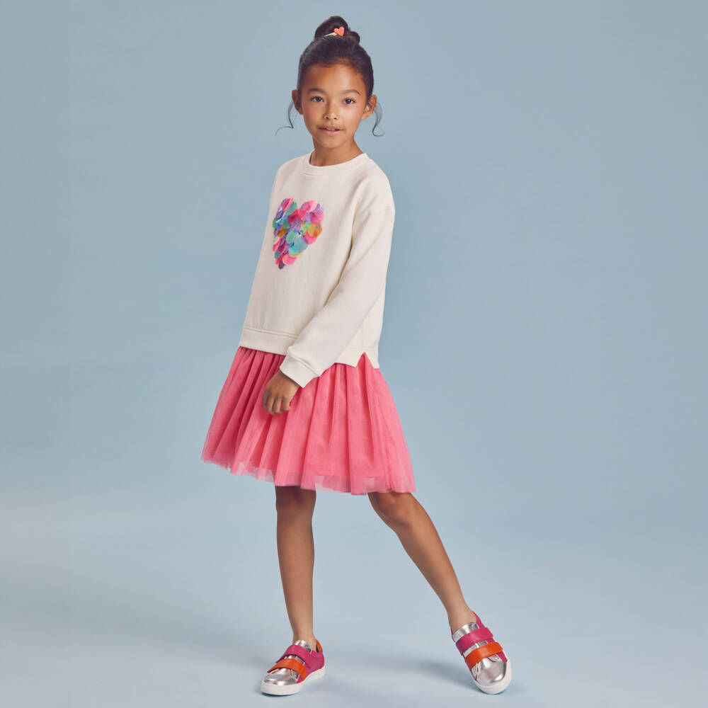Joyday-Girls Pink & Ivory Jersey & Tulle Dress | Childrensalon Outlet