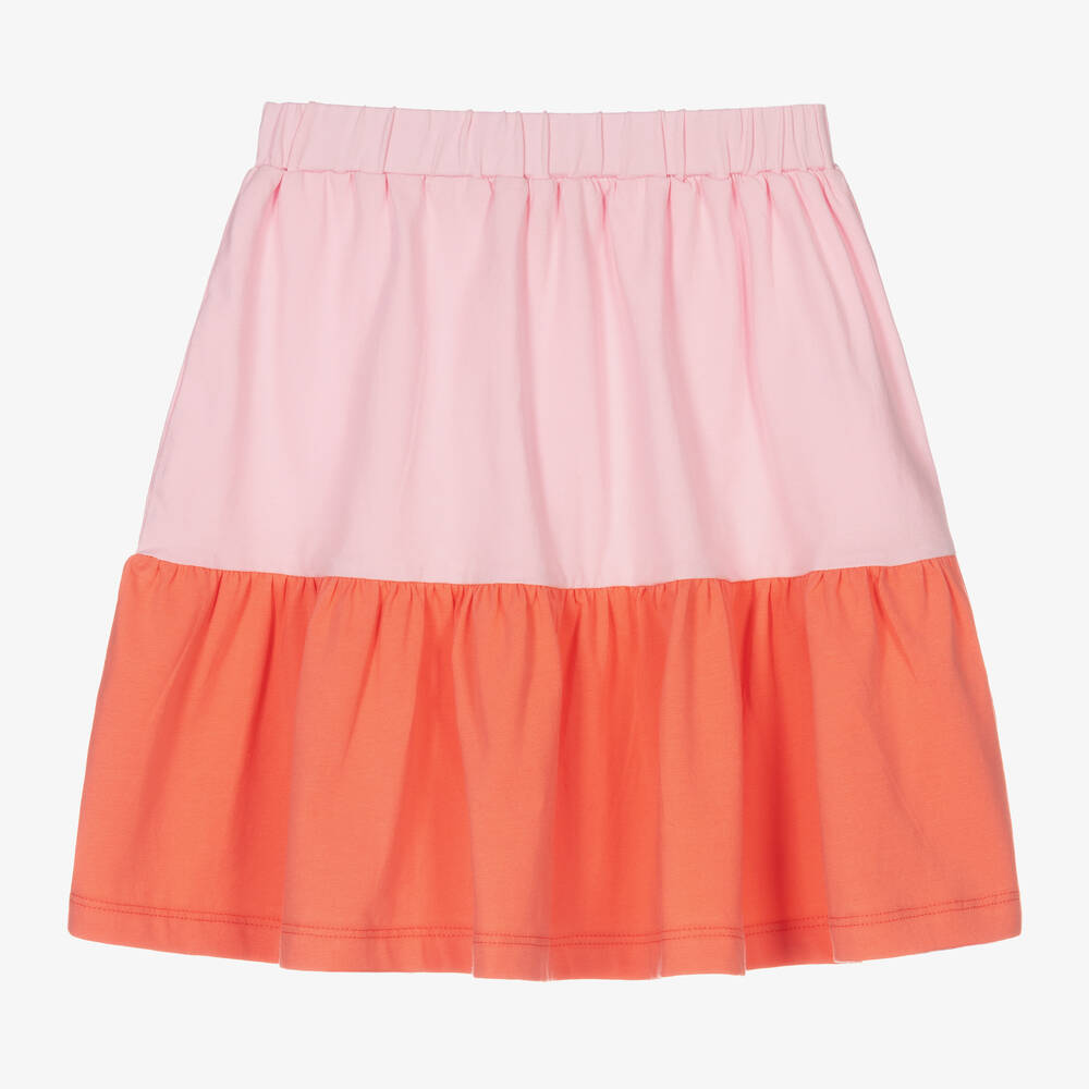 Joyday - Girls Pink & Orange Cotton Jersey Skirt | Childrensalon