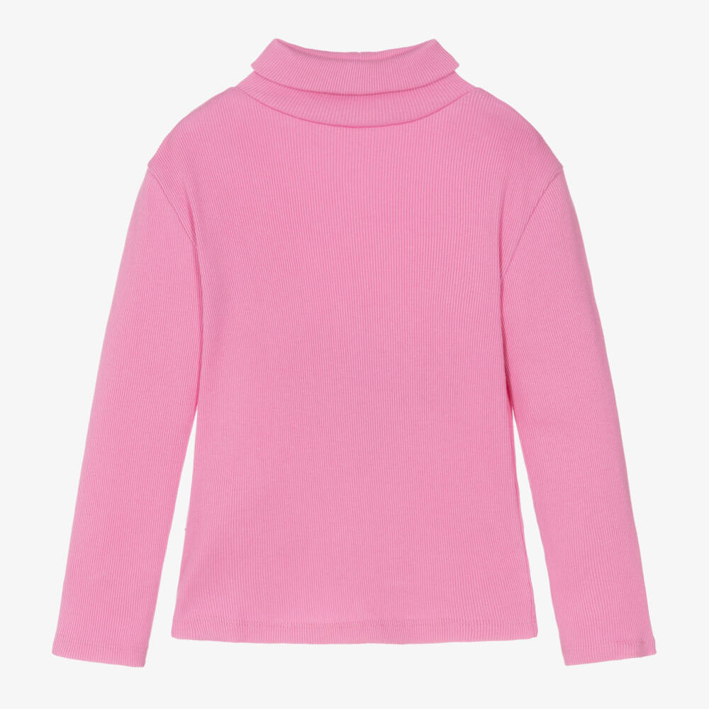 Joyday-Girls Pink Ribbed Roll Neck Top | Childrensalon Outlet