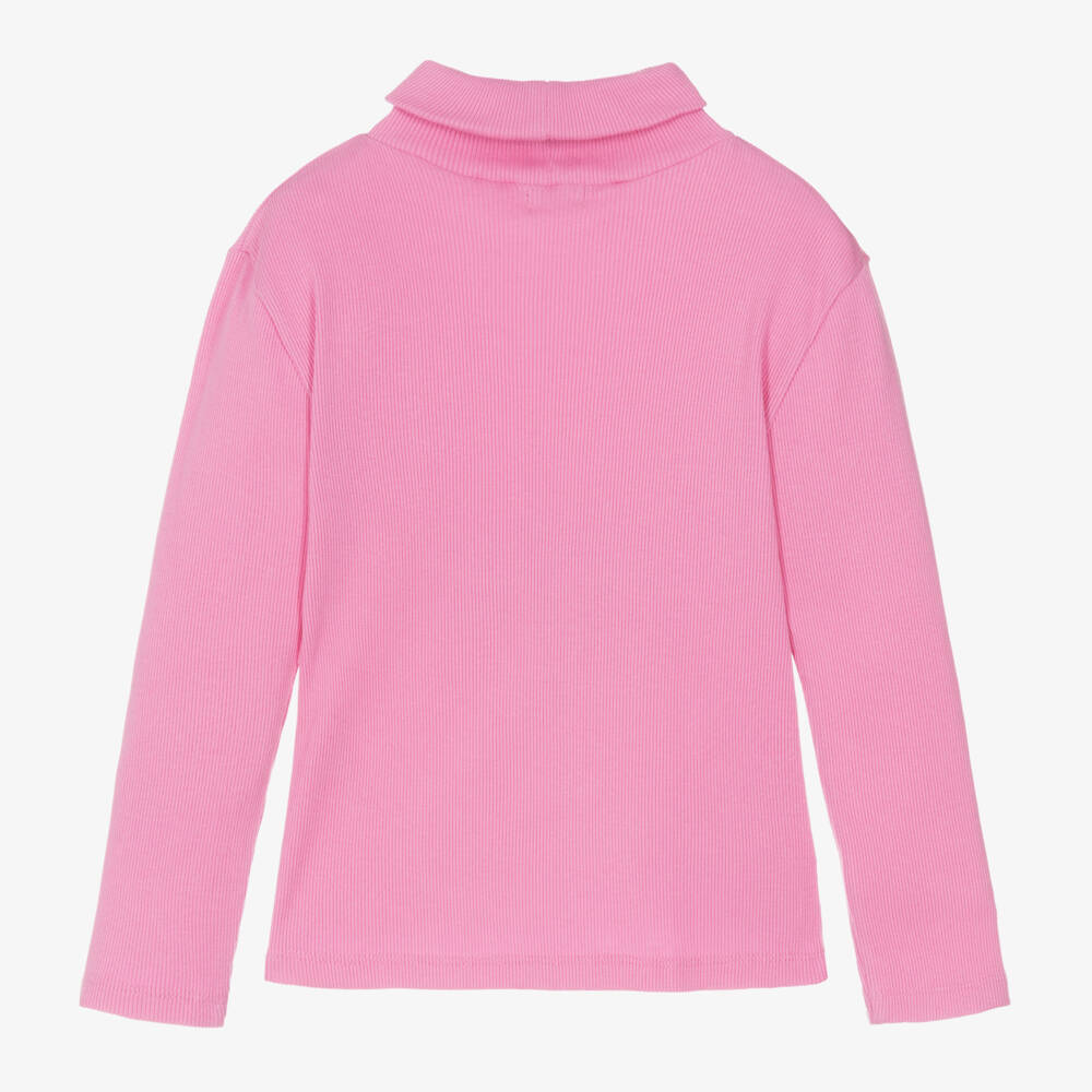 Joyday-Girls Pink Ribbed Roll Neck Top | Childrensalon Outlet